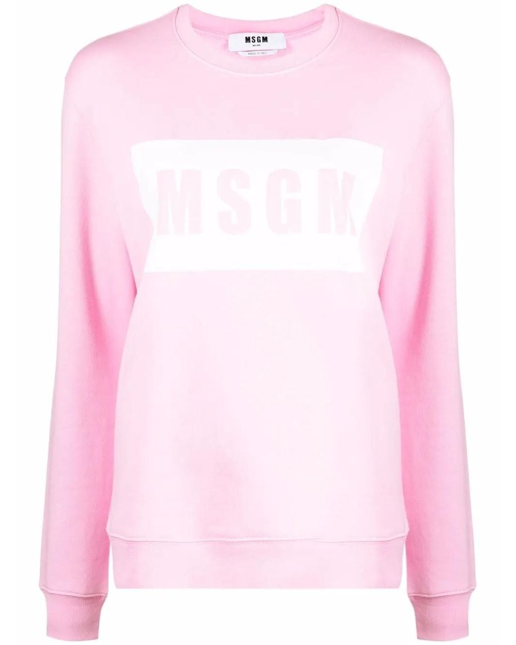 MSGM Pink Crew Neck Logo-Print Sweatshirt