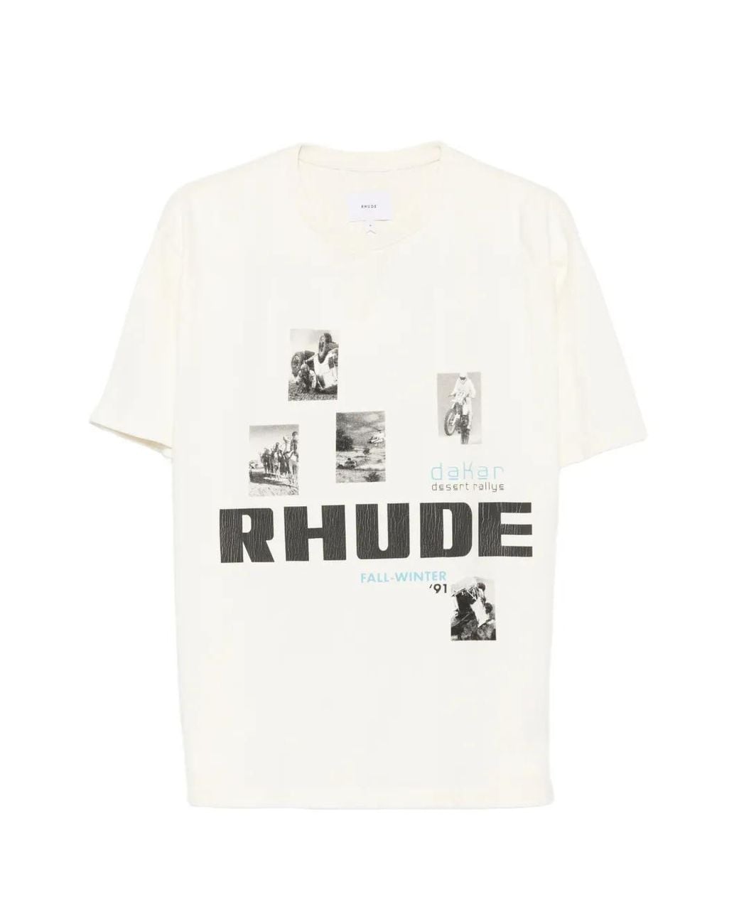 Rhude White Inspired Winter Rallye Graphic Tee For for men