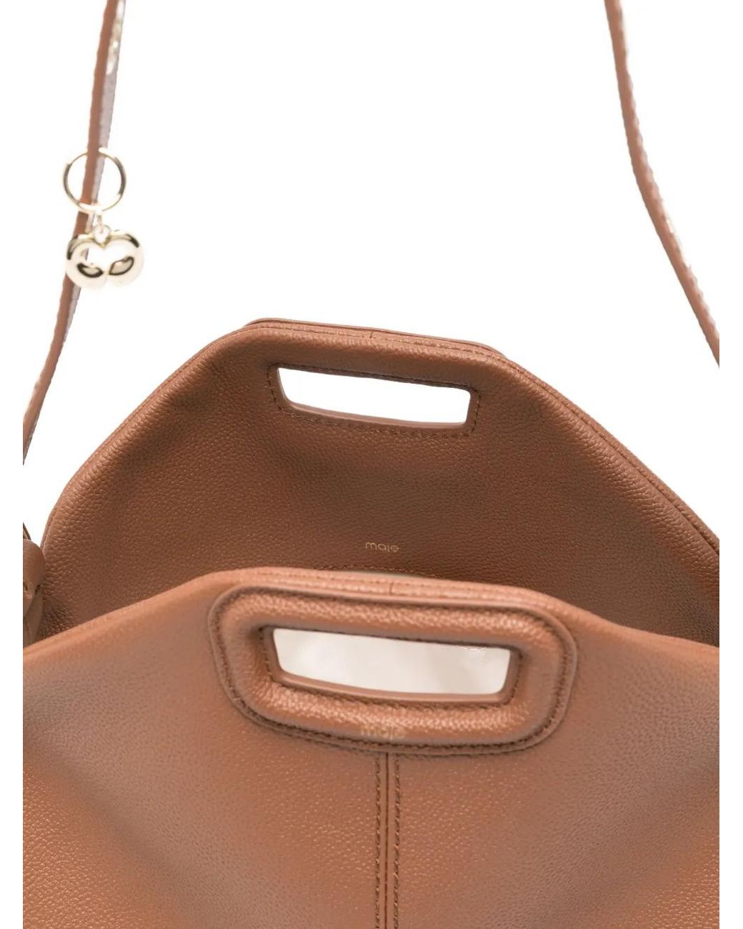 Bolso Shopper De Piel Con Flecos Maje de color Brown