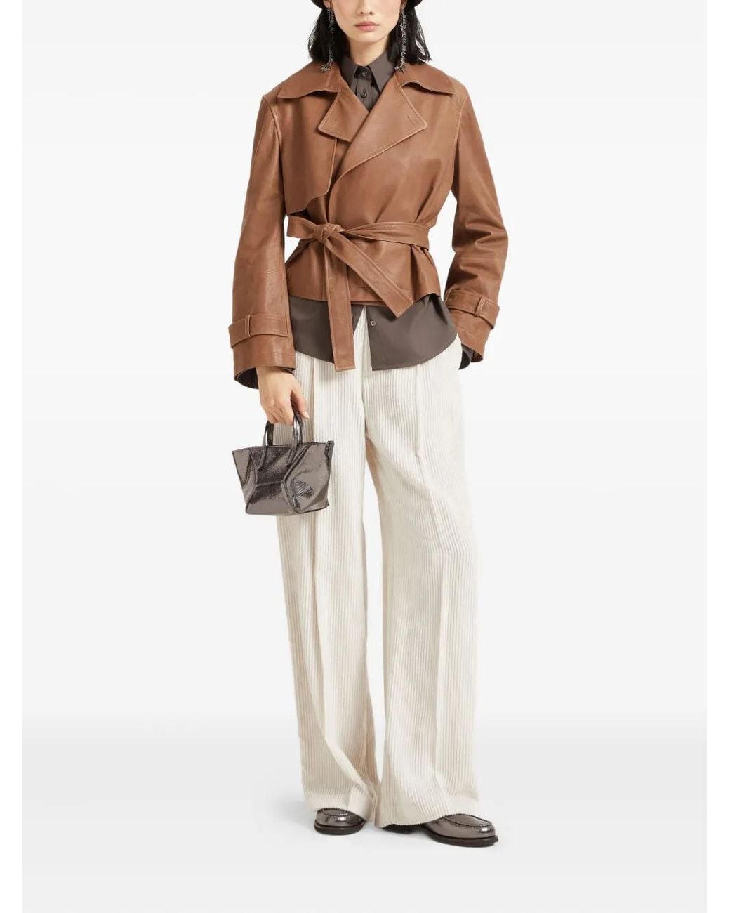 Brunello Cucinelli Brown Luxurious Leather Jacket