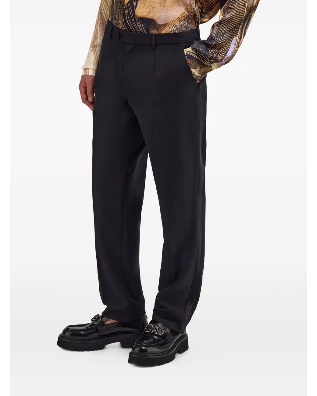 Roberto Cavalli Blue Pleated-Front Trousers for men