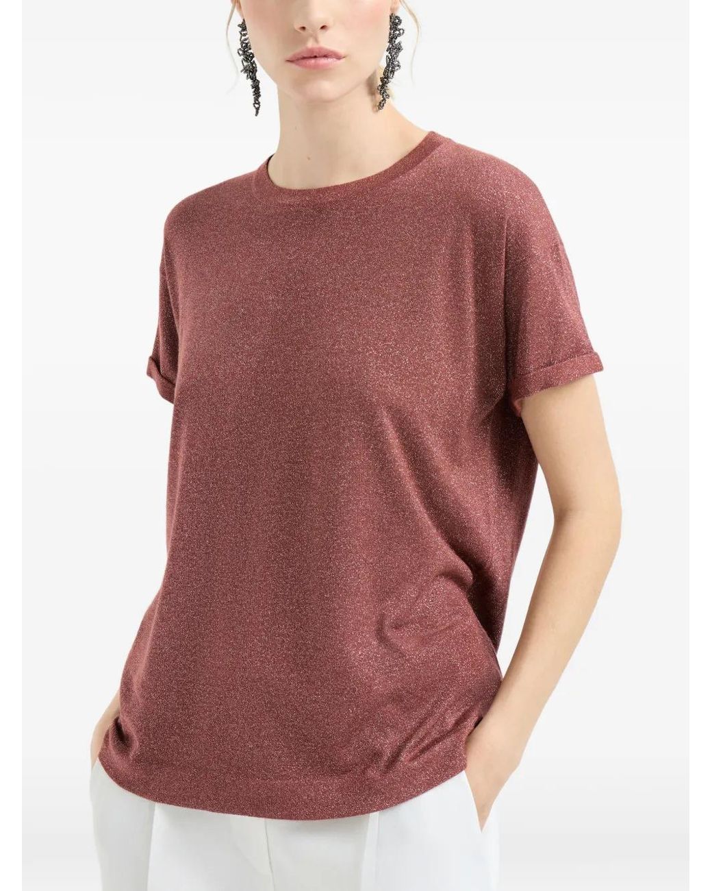 Brunello Cucinelli Pink Cashmere And Silk Top