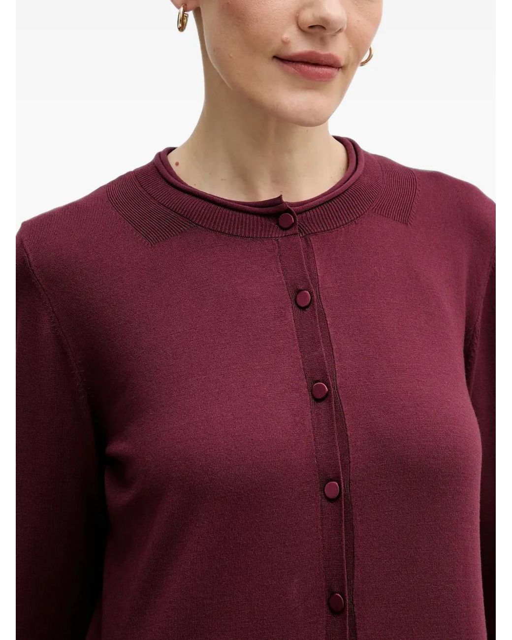 Sisley Purple Cardigan À Bords Côtelés