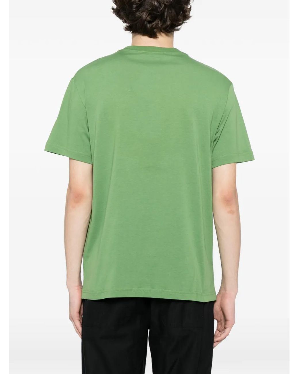 Roberto Cavalli Green Graphic-Print Cotton T-Shirt for men
