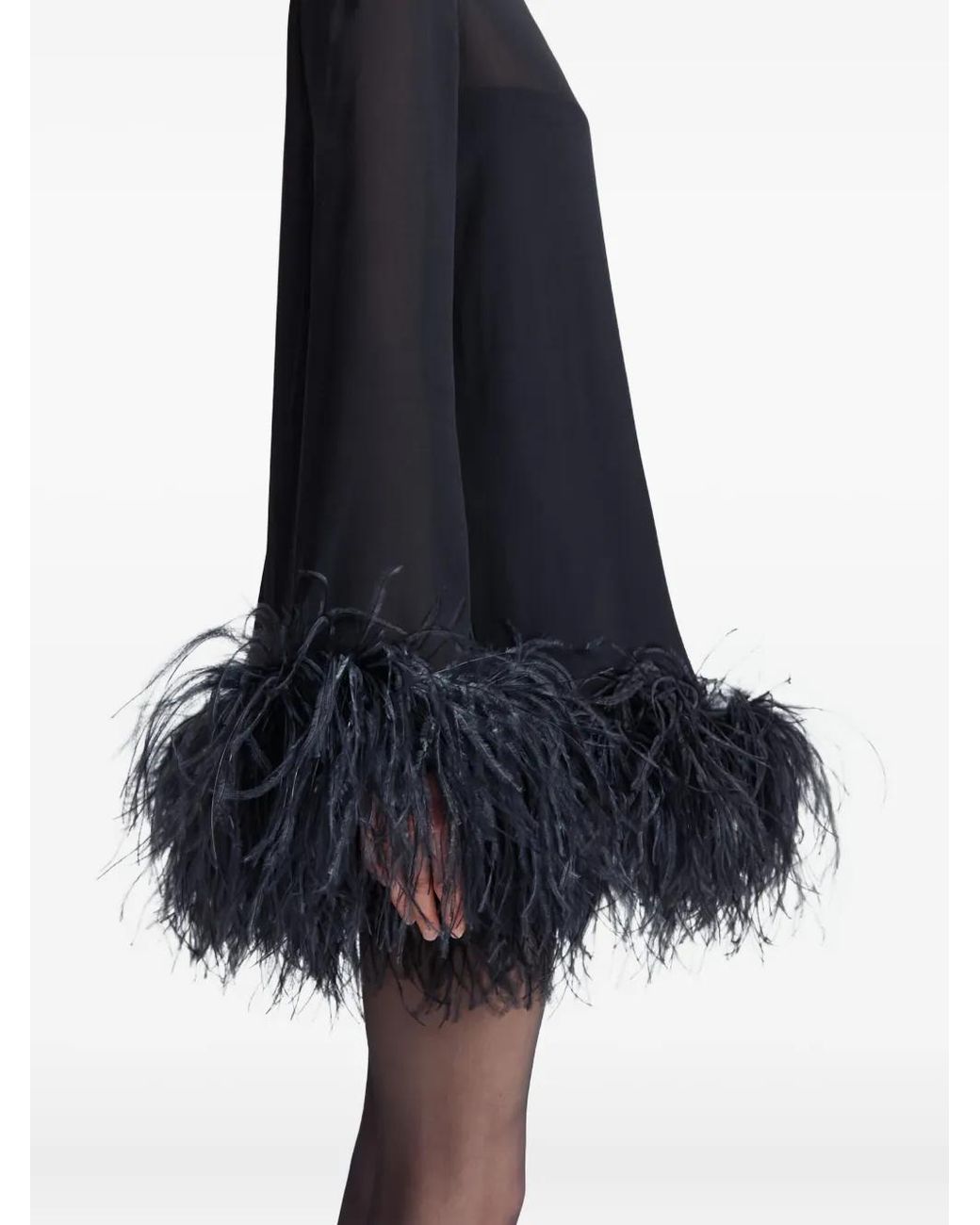 16Arlington Black Hodi Feather-Trim Mini Dress