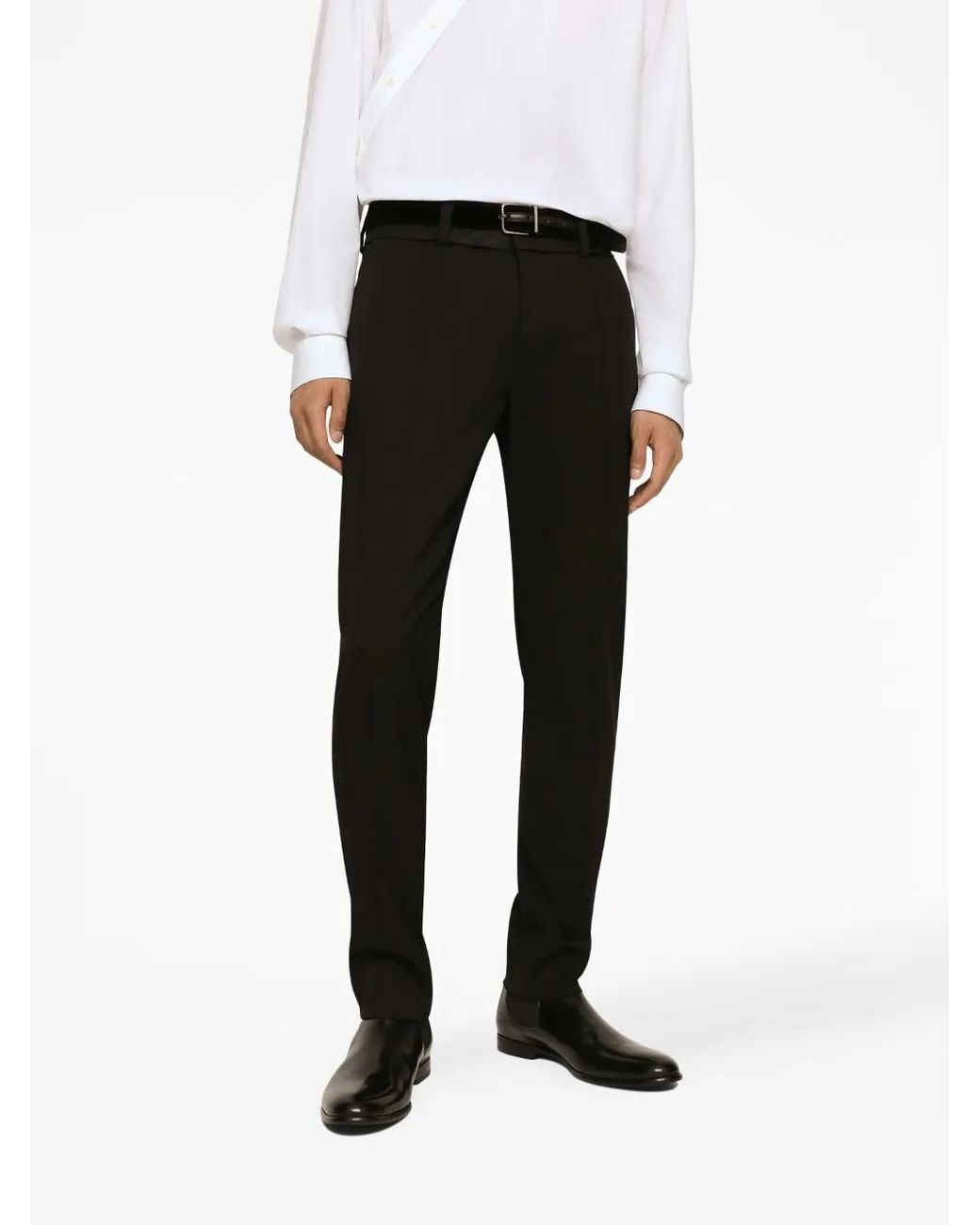 Dolce & Gabbana Black Stretch-Wool Tailored Trousers for men