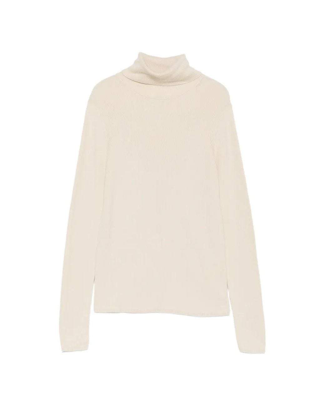 Marc O' Polo White Ribbed-Knit Roll-Neck Sweater