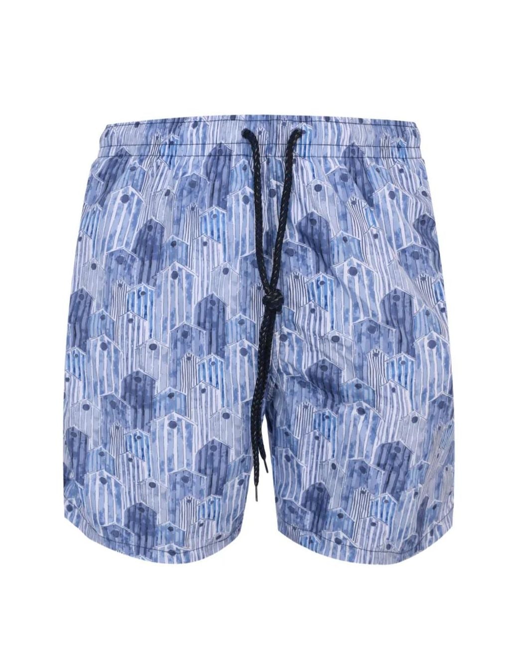 Drumohr Blue Drawstring Slub-Texture Shorts for men