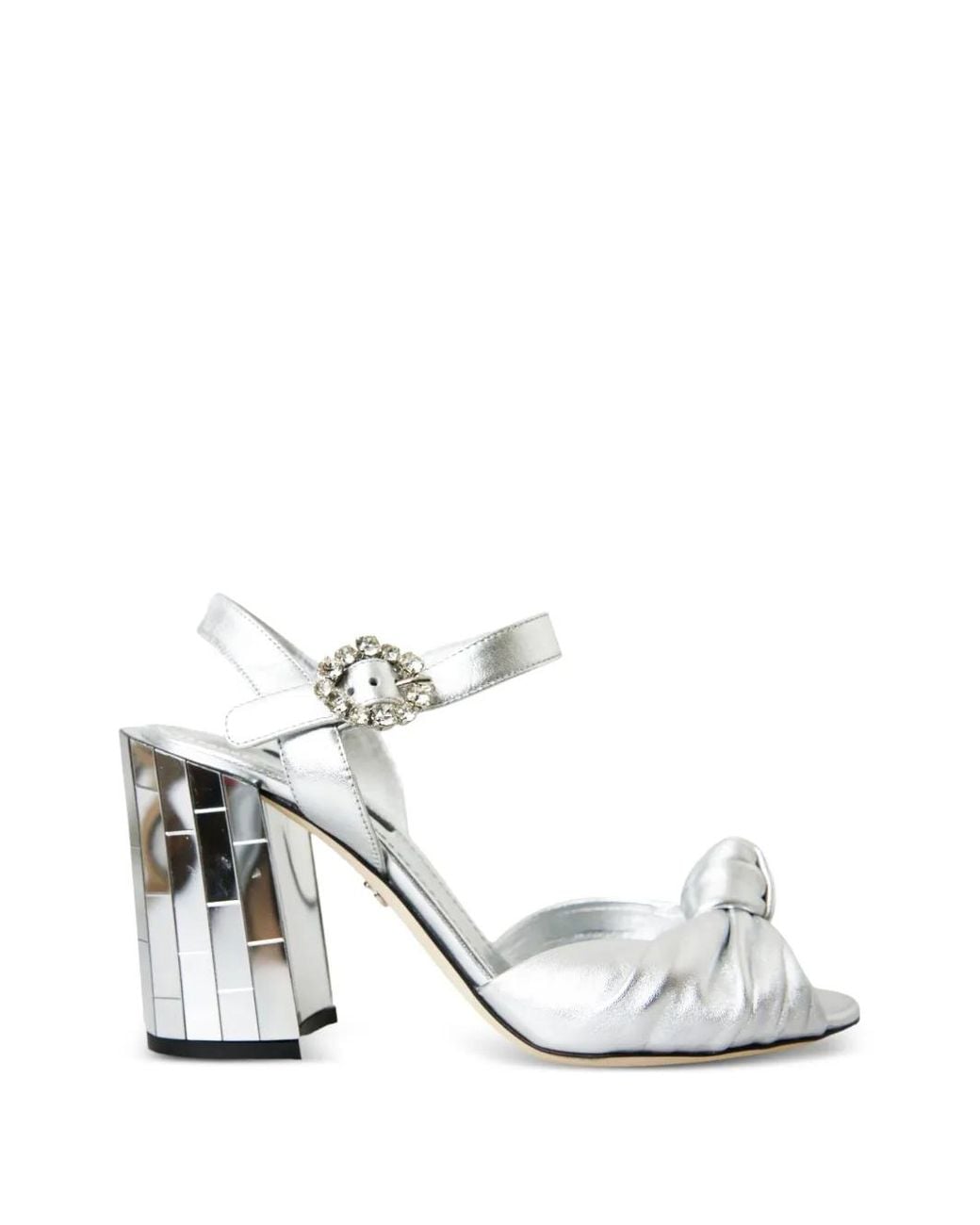 Dolce & Gabbana White Knotted Metallic Sandals