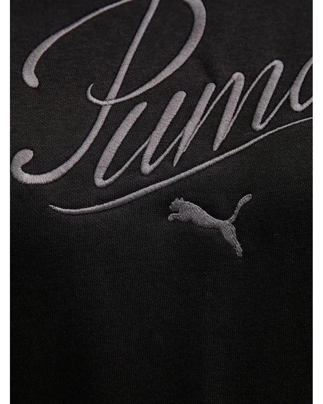 PUMA Black Logo-Embroidered Drawstring Hoodie