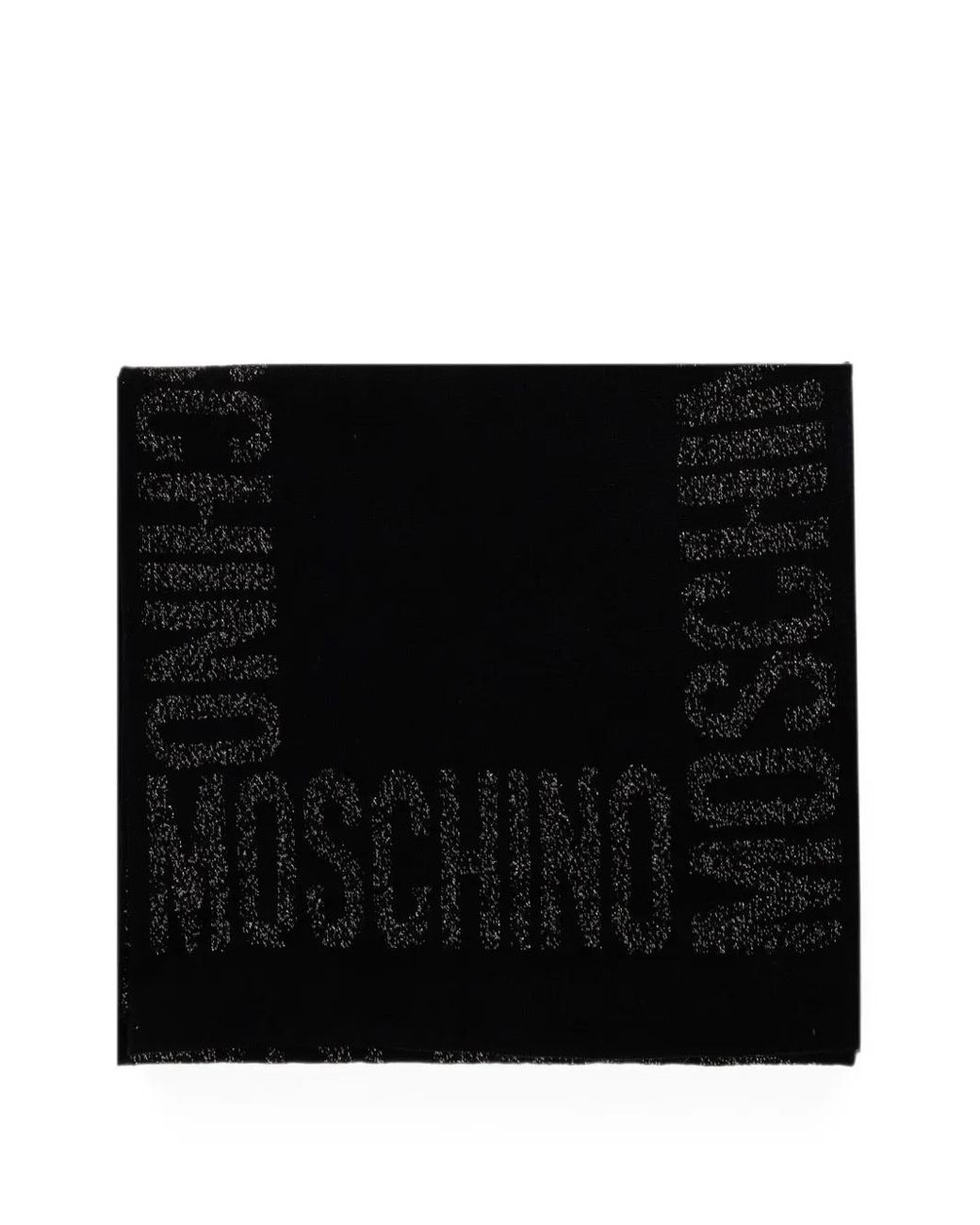 Moschino Black Logo-Print Lurex Scarf