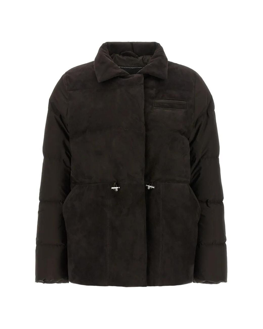 Kiton Black Drawstring Quilted Down Jacket