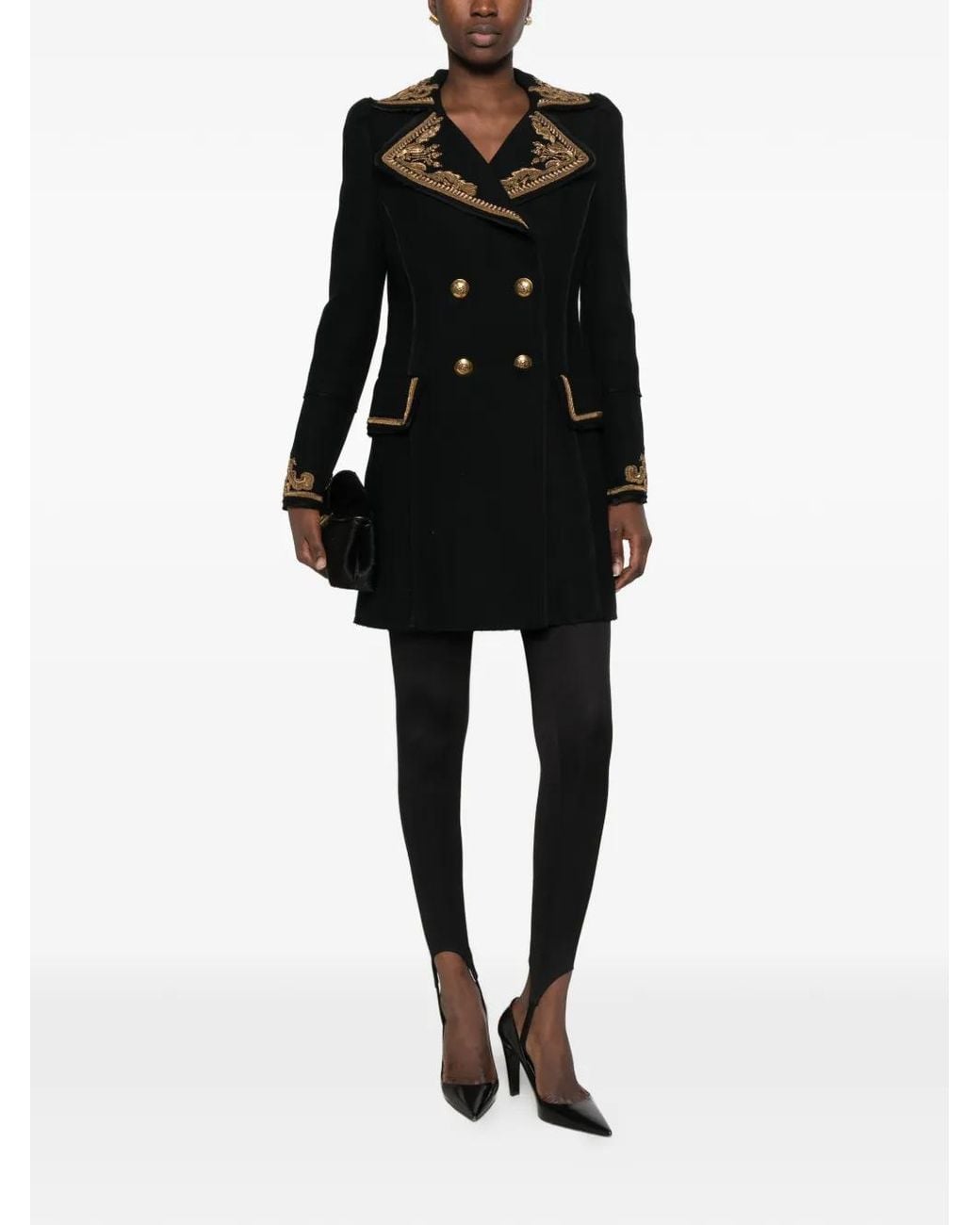 Emilio Pucci Black Embellished Double-Breasted Coat
