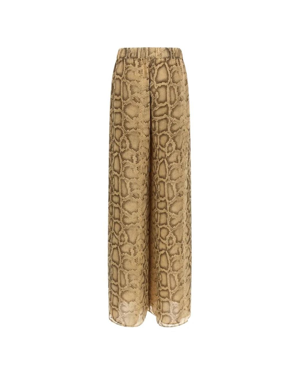 ANDAMANE Natural Lena Elasticated-Waist Python-Print Trousers