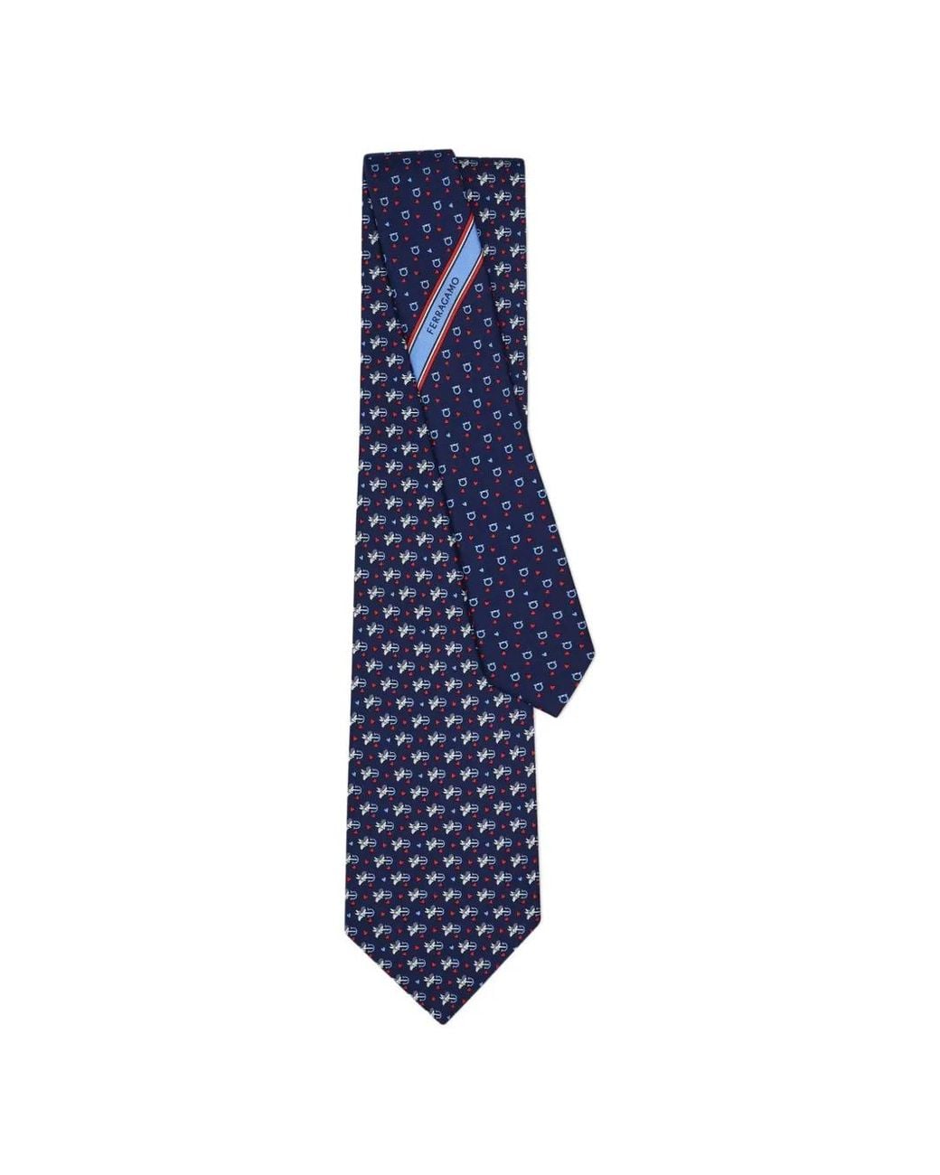 Ferragamo Blue Cupid Print Silk Tie for men