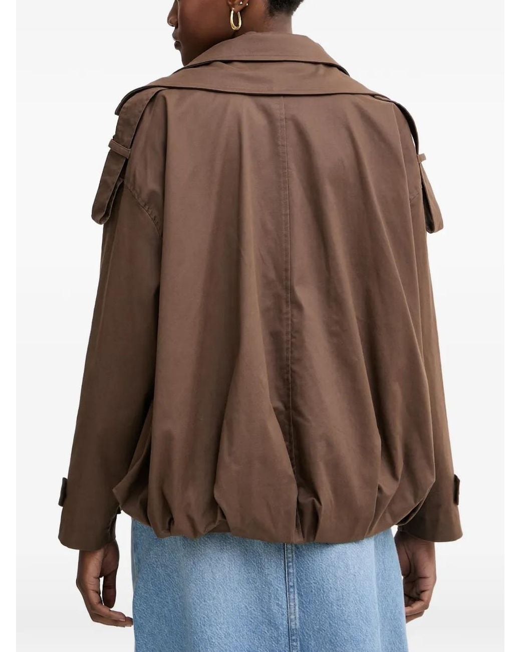 Haveone Brown Cut-Out Notched-Lapels Jacket