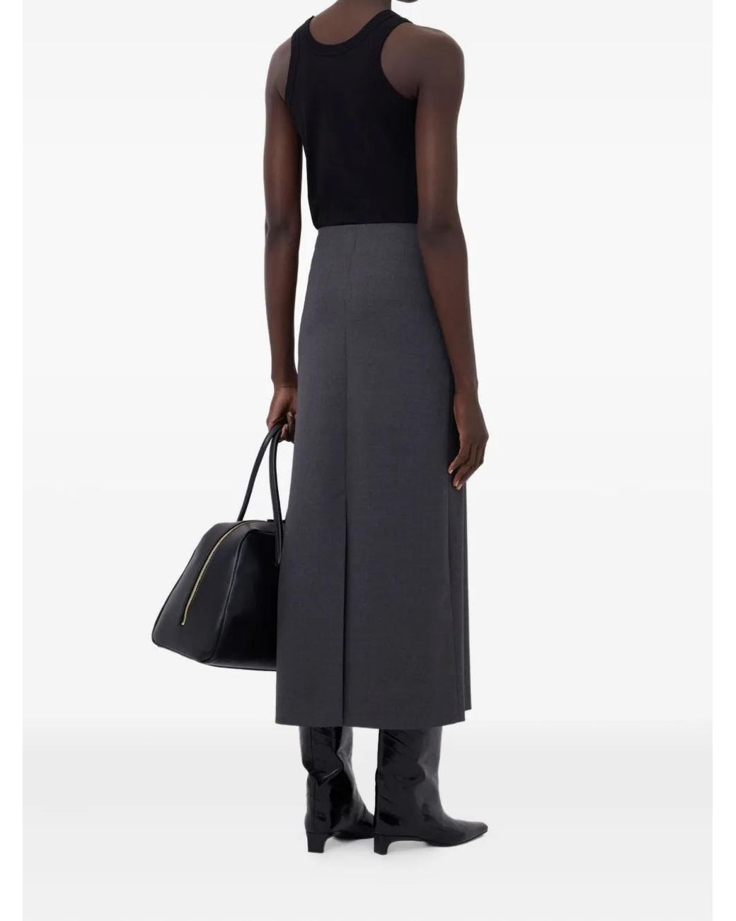 Loulou de Saison Gray Back-Vent Long Pencil Skirt