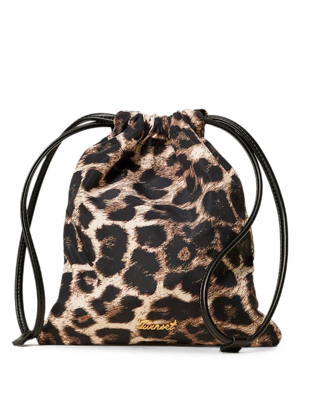 Twinset Black Leopard-Print Drawstring Case
