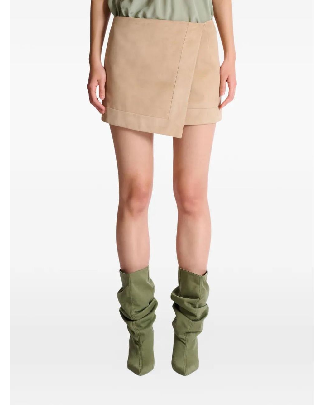 Balmain Natural Suede Wrap Skirt