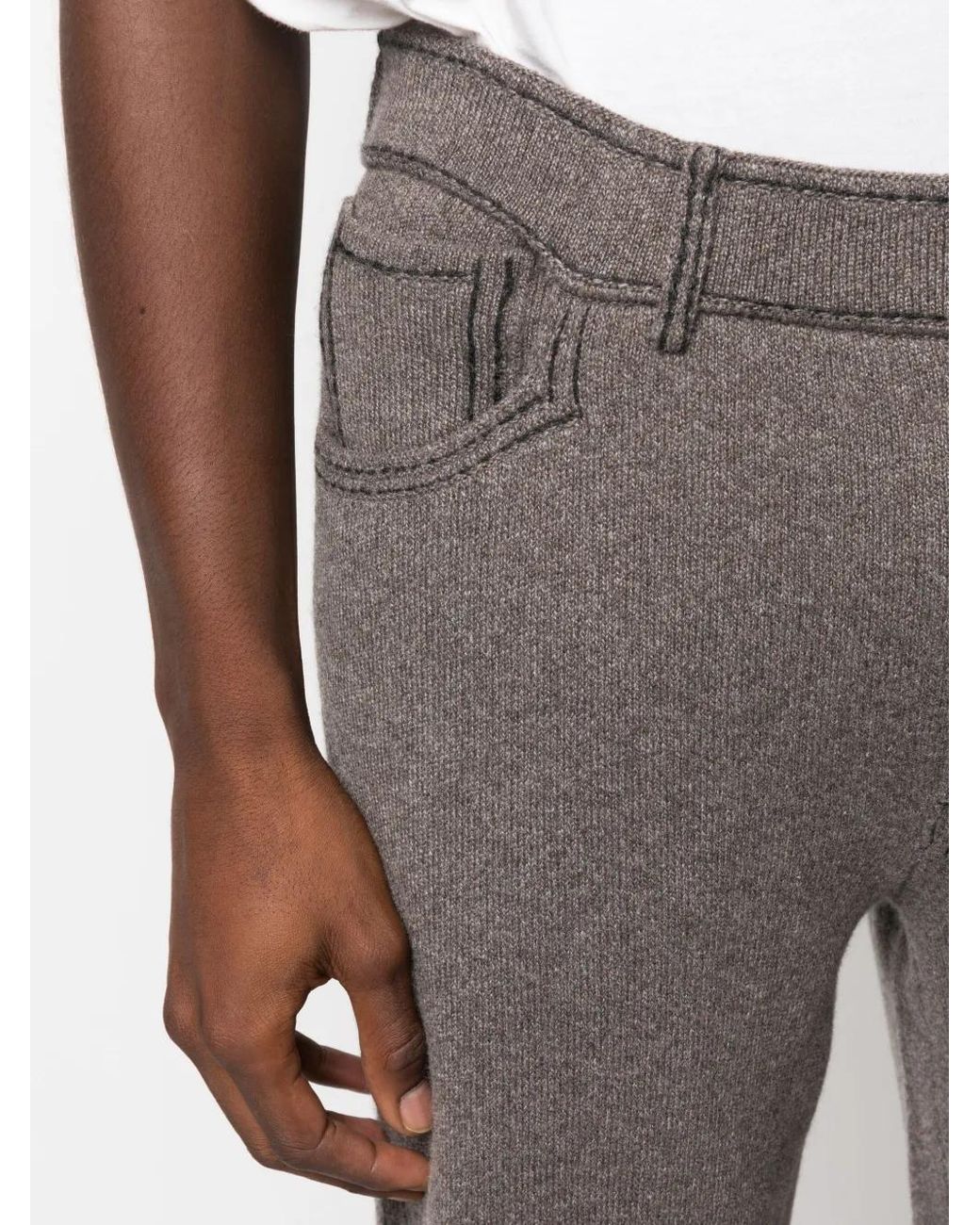 Barrie Gray Contrast-Stitching Denim-Effect Trousers for men