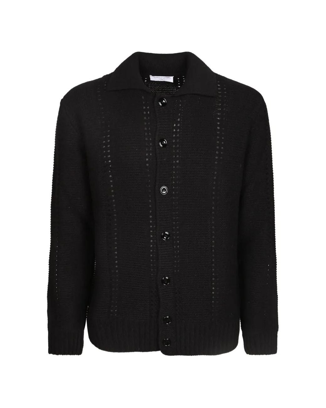 Daniele Fiesoli Black Open-Knit Cardigan for men