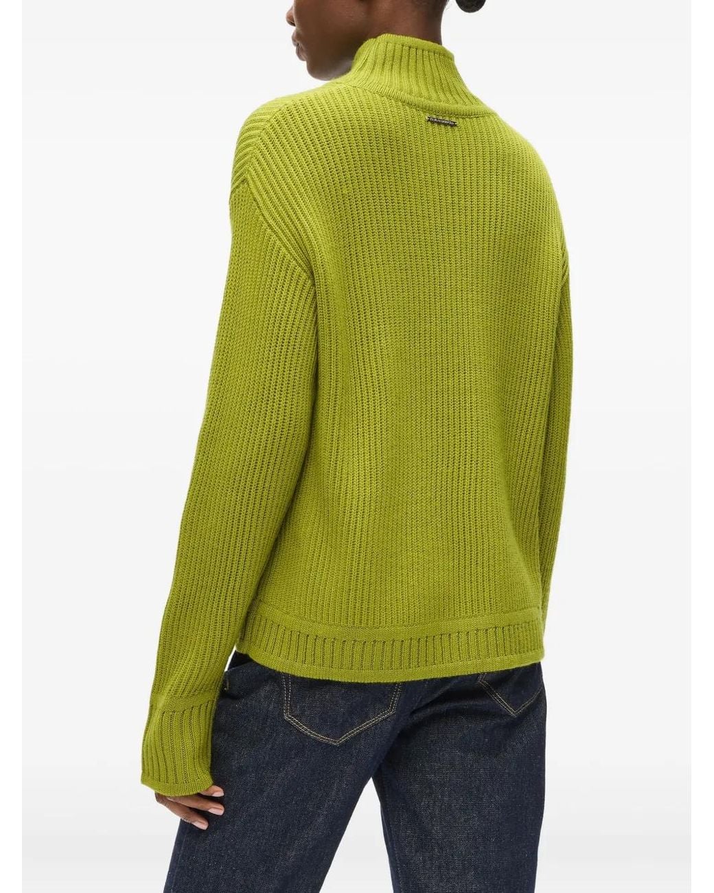 Karl Lagerfeld Green Logo-Embroidered Ribbed Knit Sweater