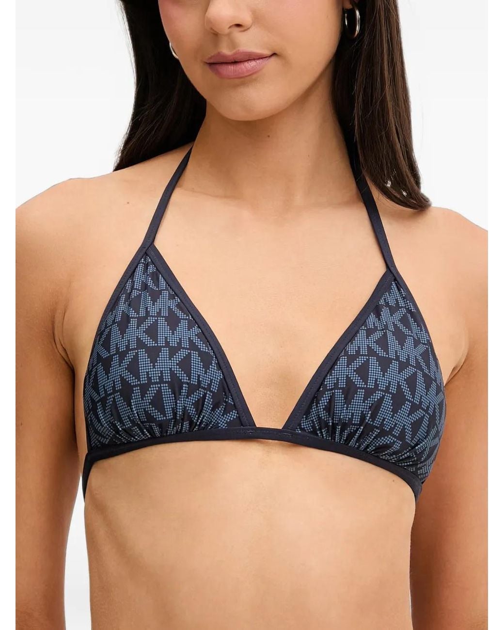 MICHAEL Michael Kors Blue Monogram-Print Triangle Bikini