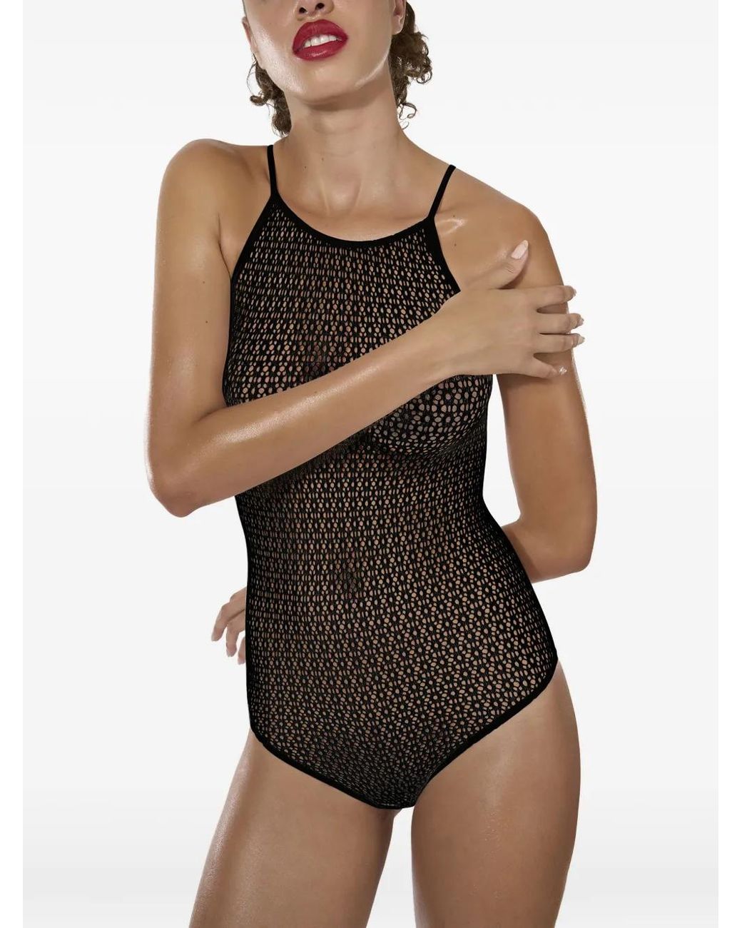 Wolford Black Net Daisy Body