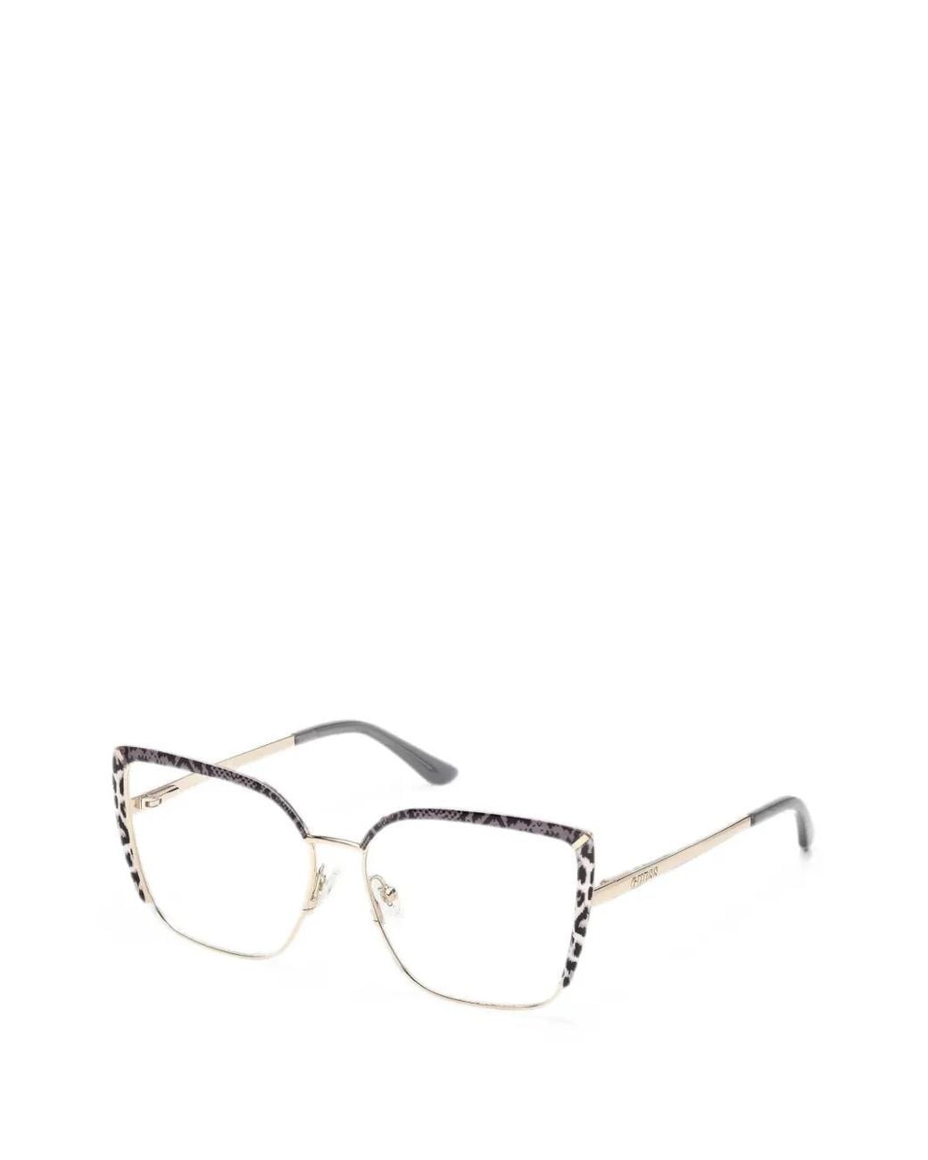 Guess Natural Leopard-Print Cat-Eye Glasses