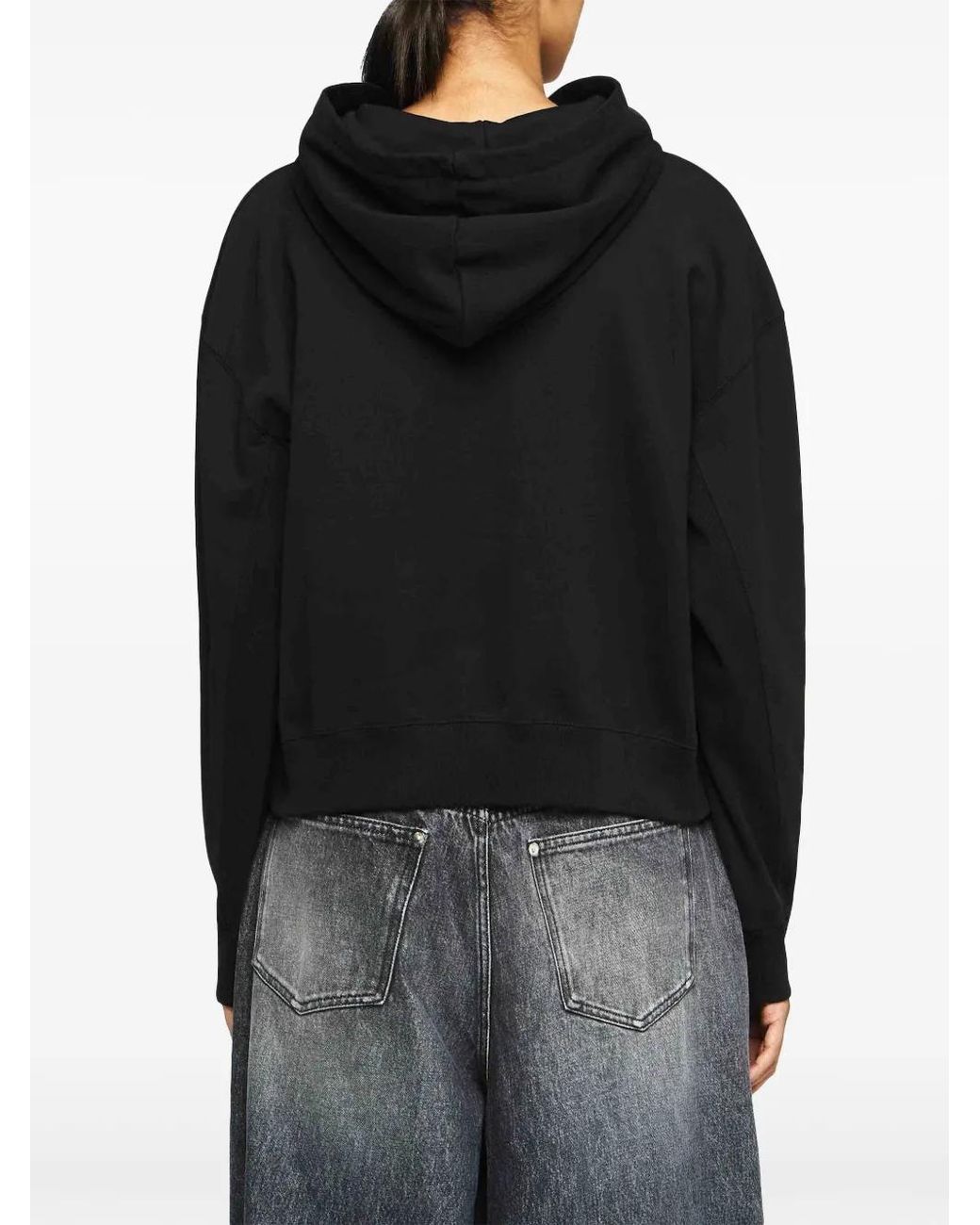 J.W. Anderson Black Cropped Hoodie With Subtle Branding And Relaxed Fit