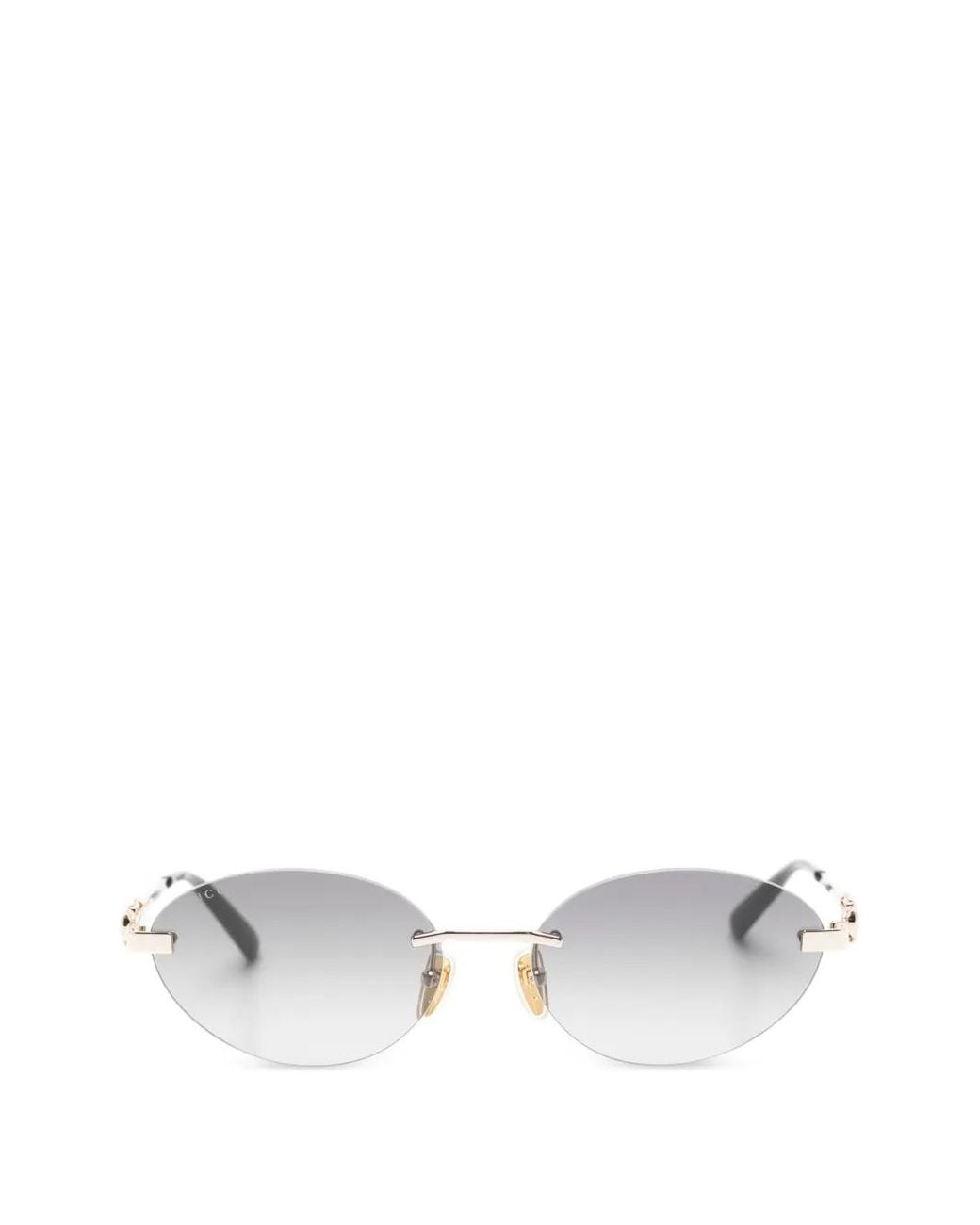 Gucci White Oval-Frame Sunglasses for men