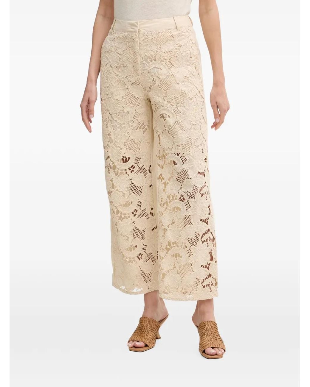 Sisley Natural Pantalon Court En Guipure