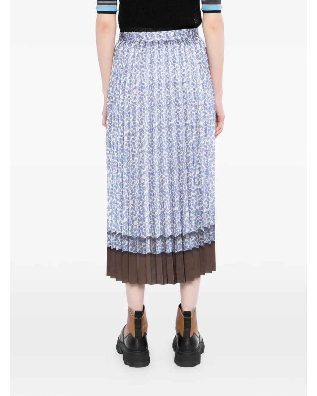 JNBY Blue Paisley-Print Midi Skirt