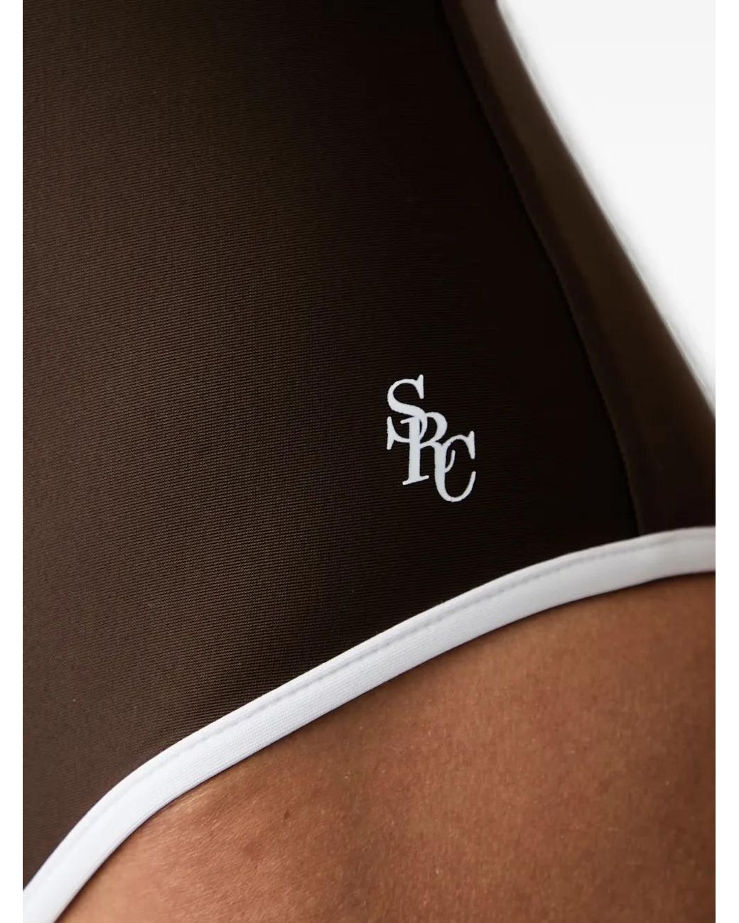 Sporty & Rich Black Logo-Print Crossover-Strap Swimsuit