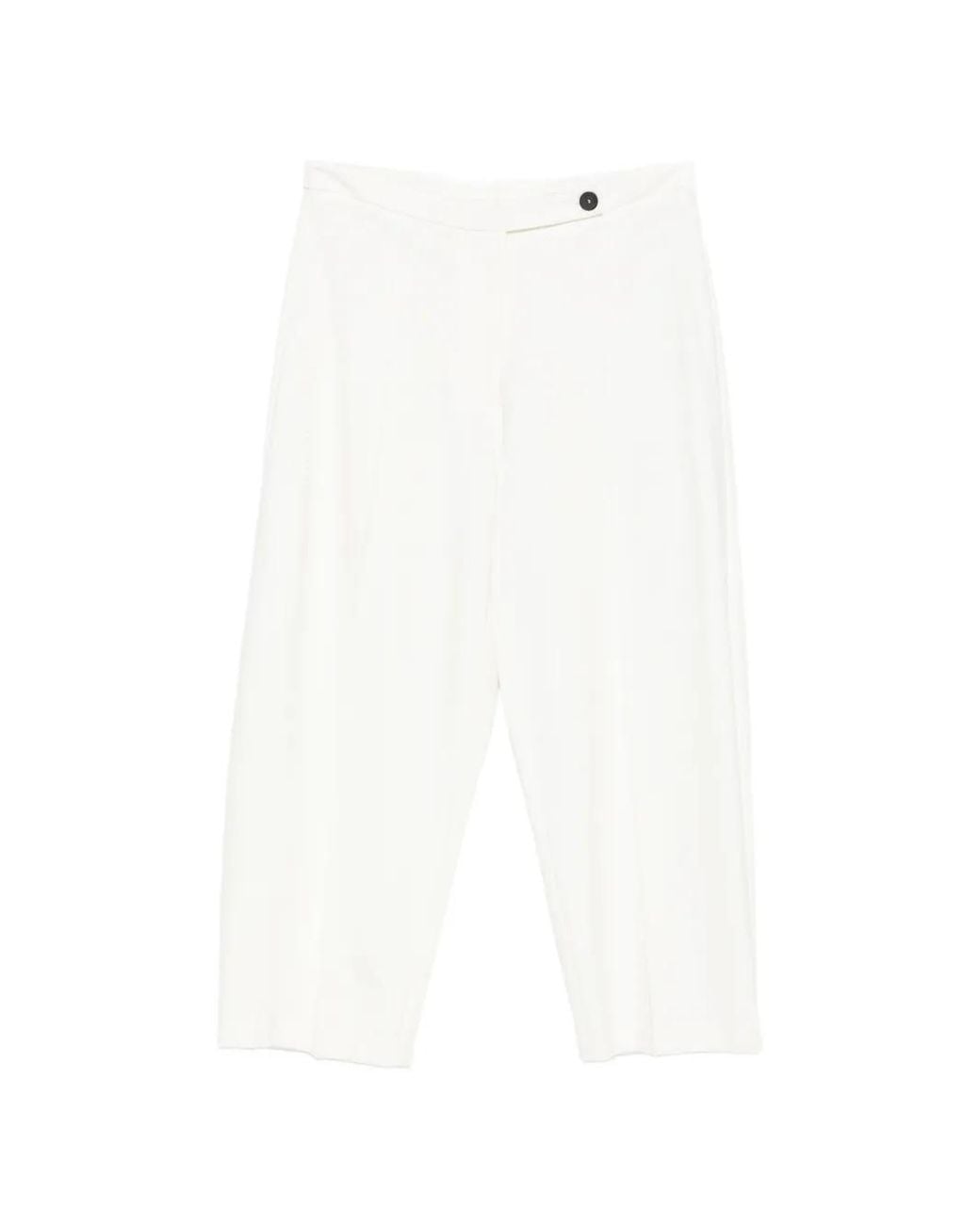 Liviana Conti White Pressed-Crease Button-Detail Trousers