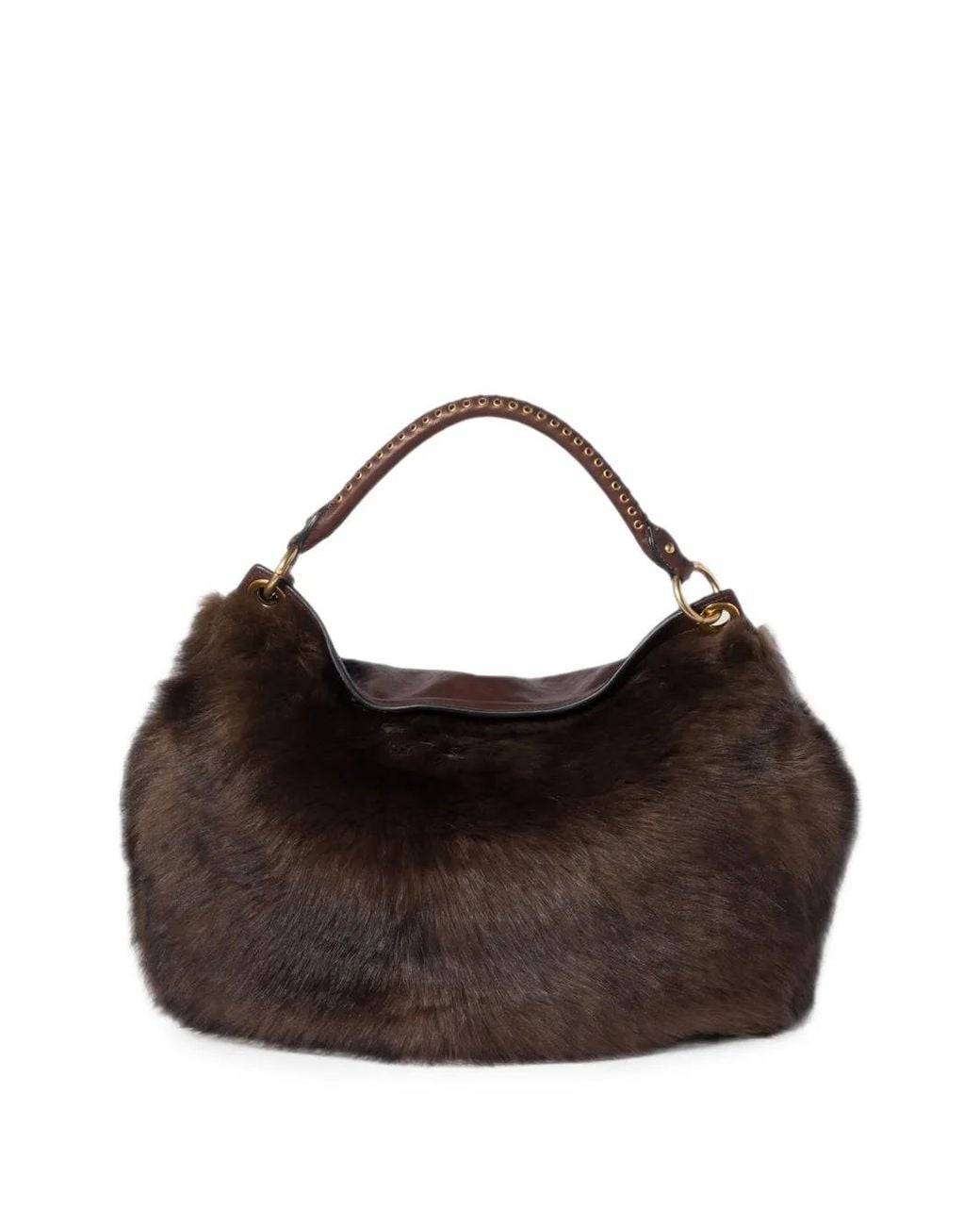 Miu Miu Brown Sac Rendez-Vous En Peau Lainée Et Cuir Nappa À Clous
