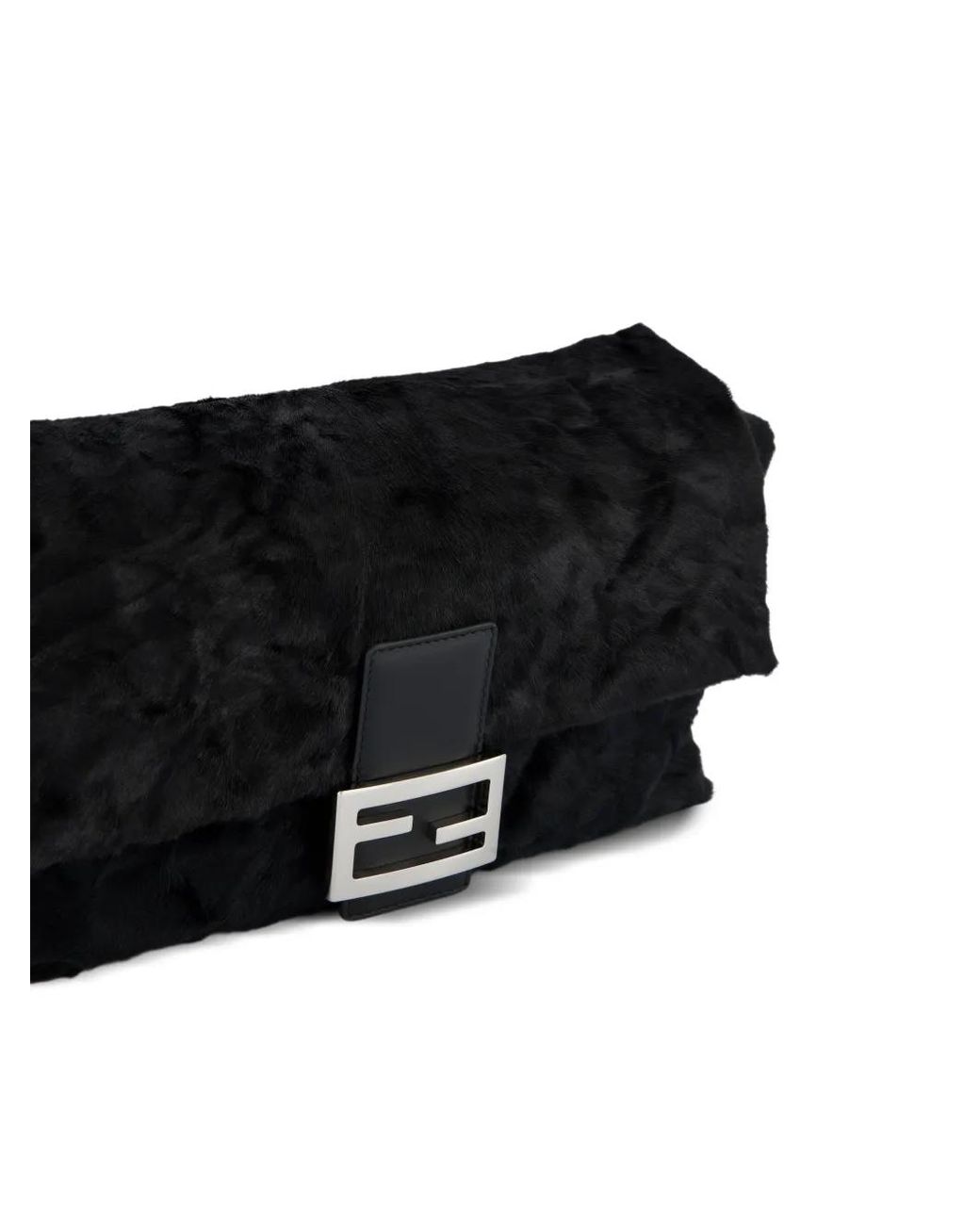 Fendi Black Baguette Soft Calfhair Shoulder Bag