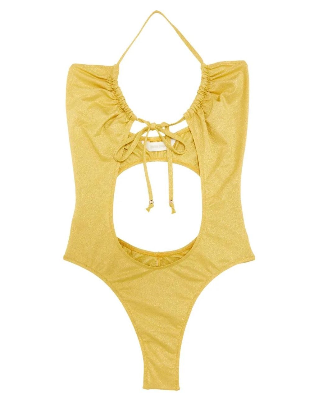 Palm Angels Yellow Glittered Cut-Out Swimsuit
