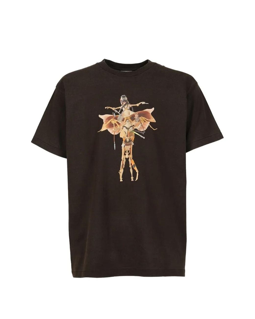 SHT Black World Of The Sandstorm Graphic-Print Cotton T-Shirt for men