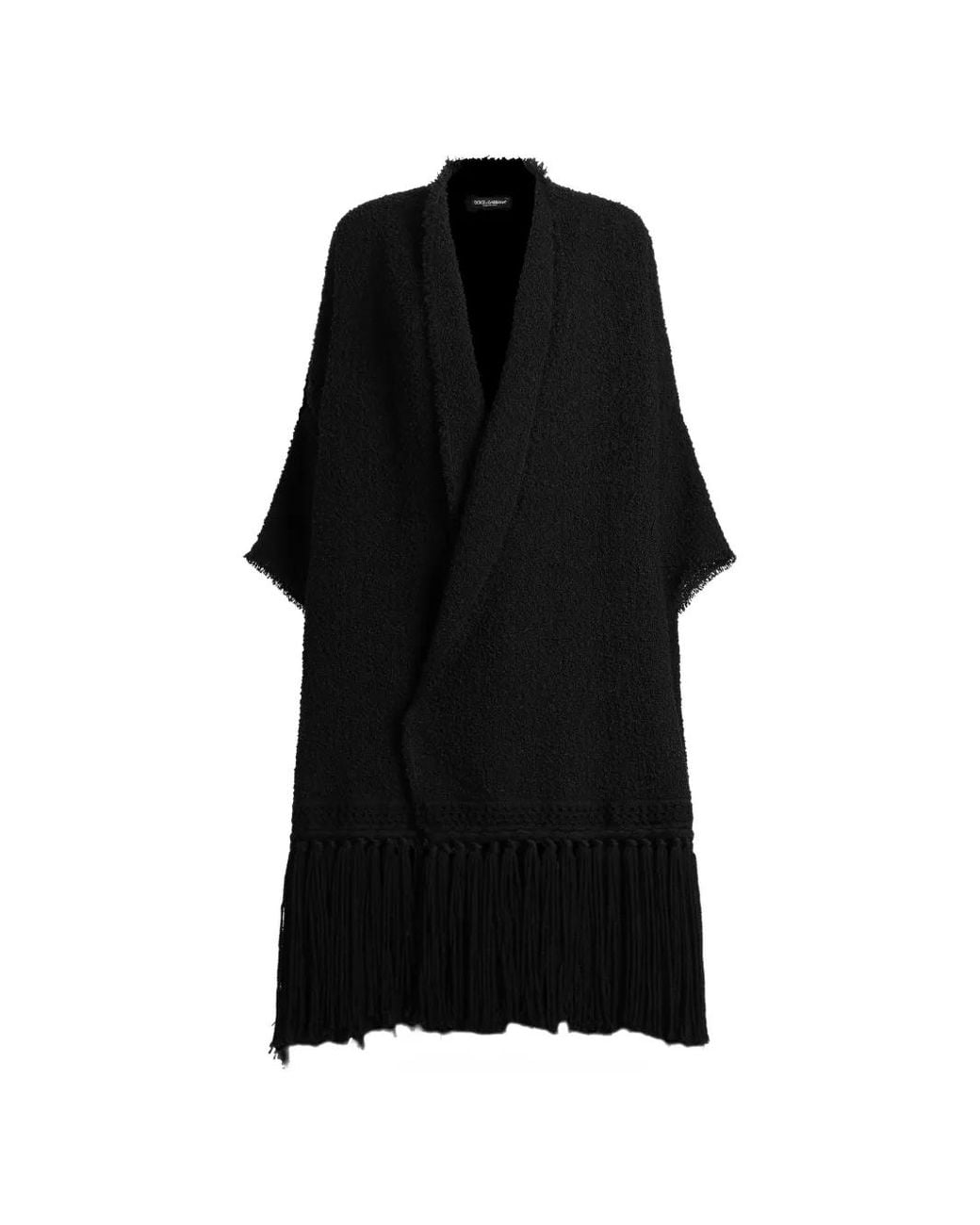 Dolce & Gabbana Black Fringed-Edge Cape