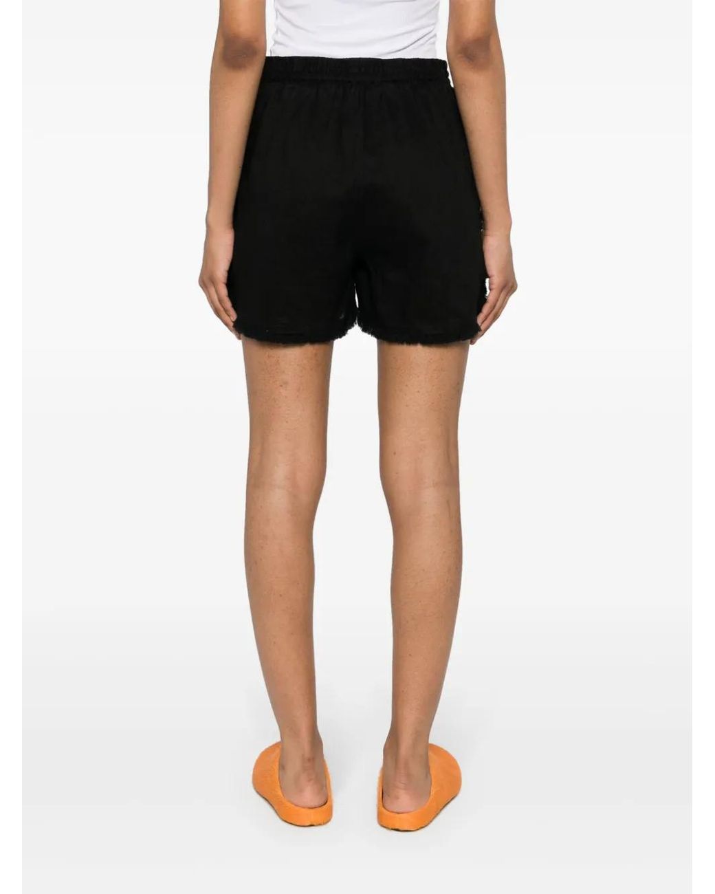 P.A.R.O.S.H. Black Logo-Embroidered Frayed Shorts