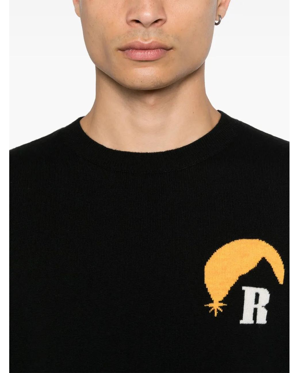 Rhude Black Moonlight Intarsia-Knit T-Shirt for men