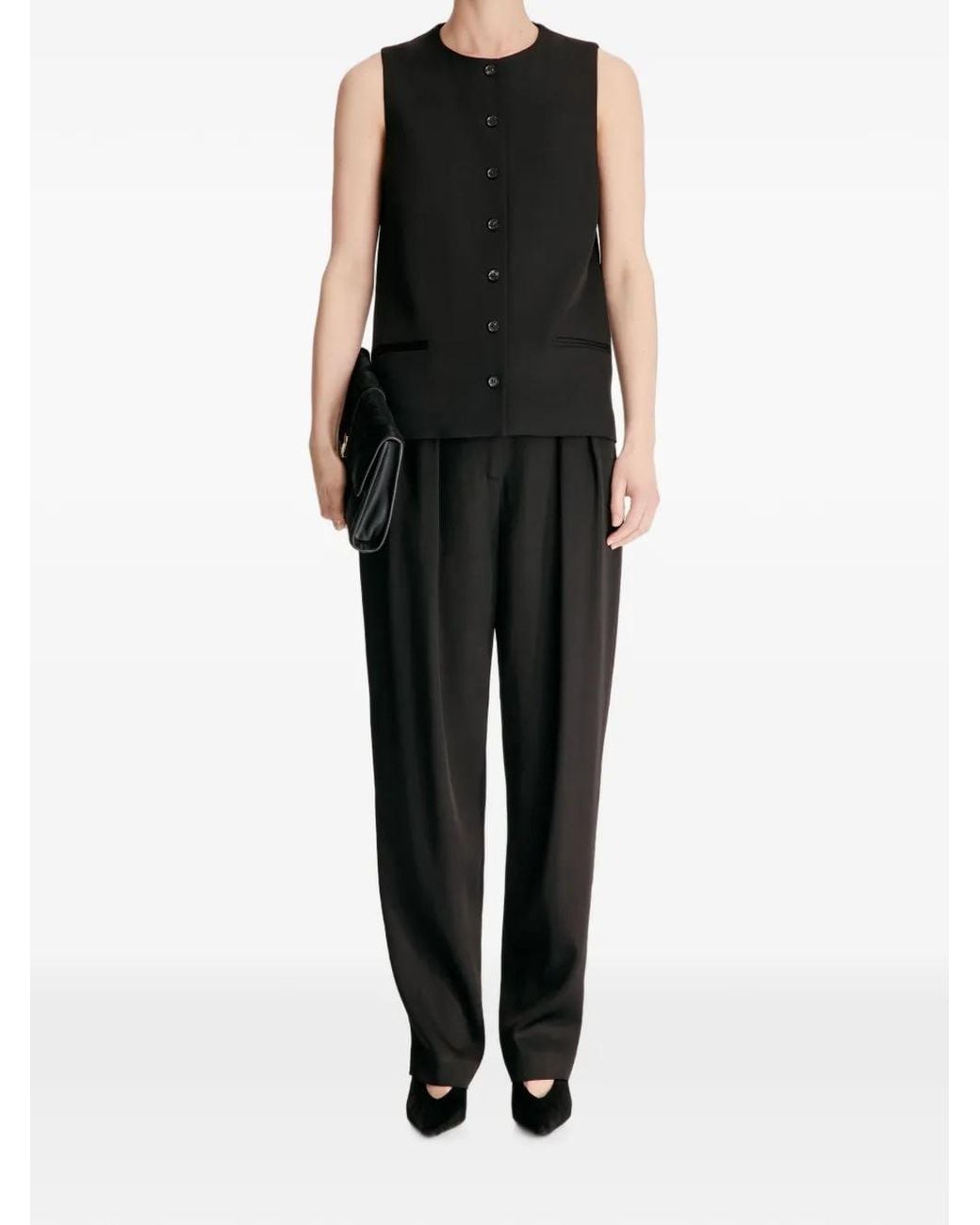 Loulou de Saison Black Jane Button-Up Sleeveless Waistcoat