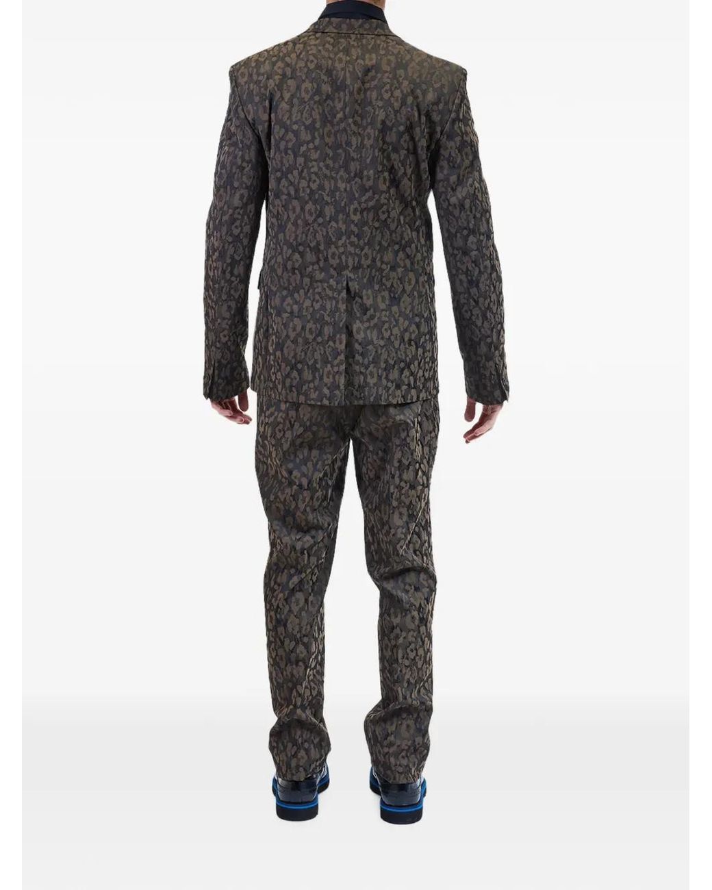 Just Cavalli Black Animal-Print Jacquard Suit for men