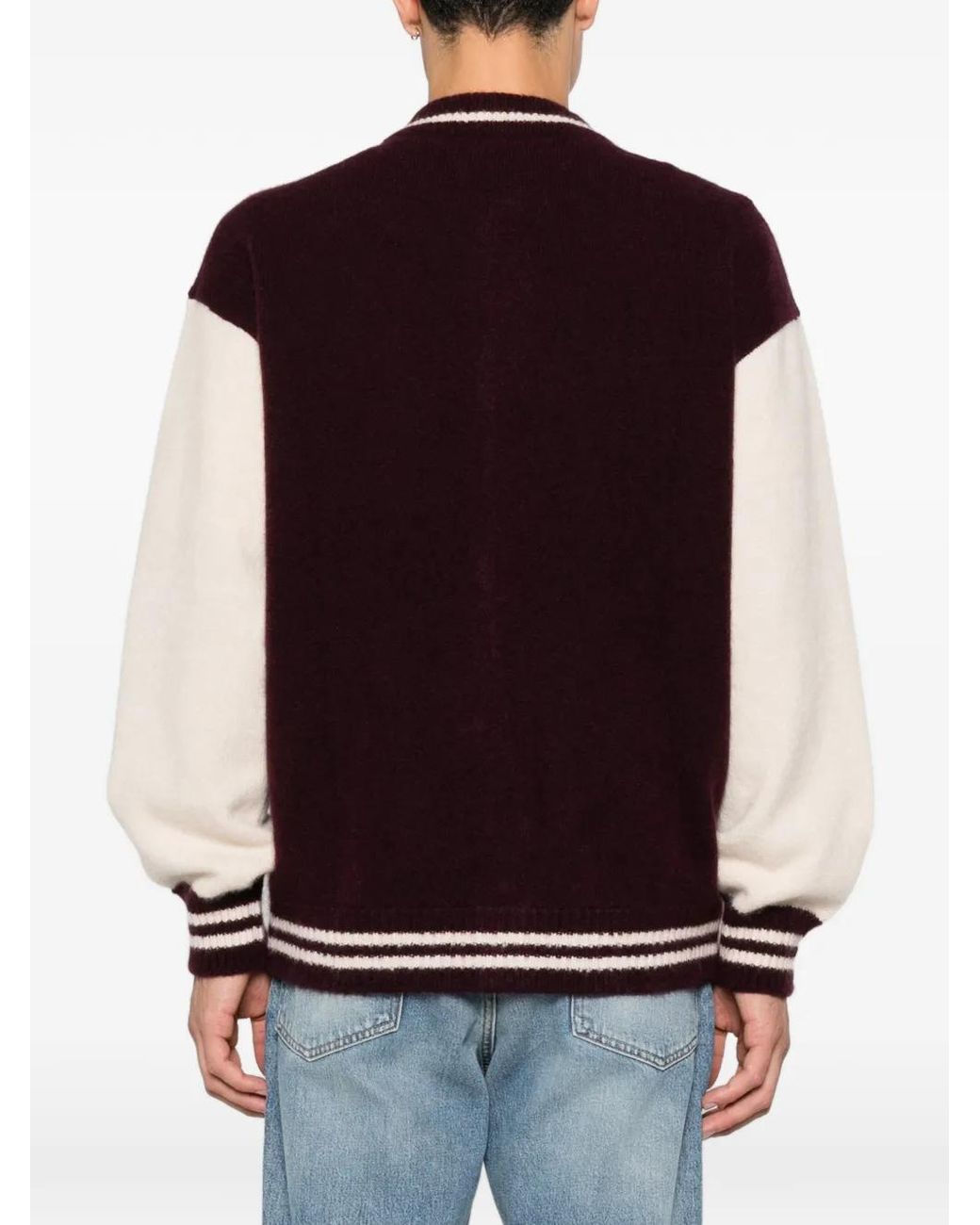 Laneus Purple Stripe-Detail Bomber Jacket for men