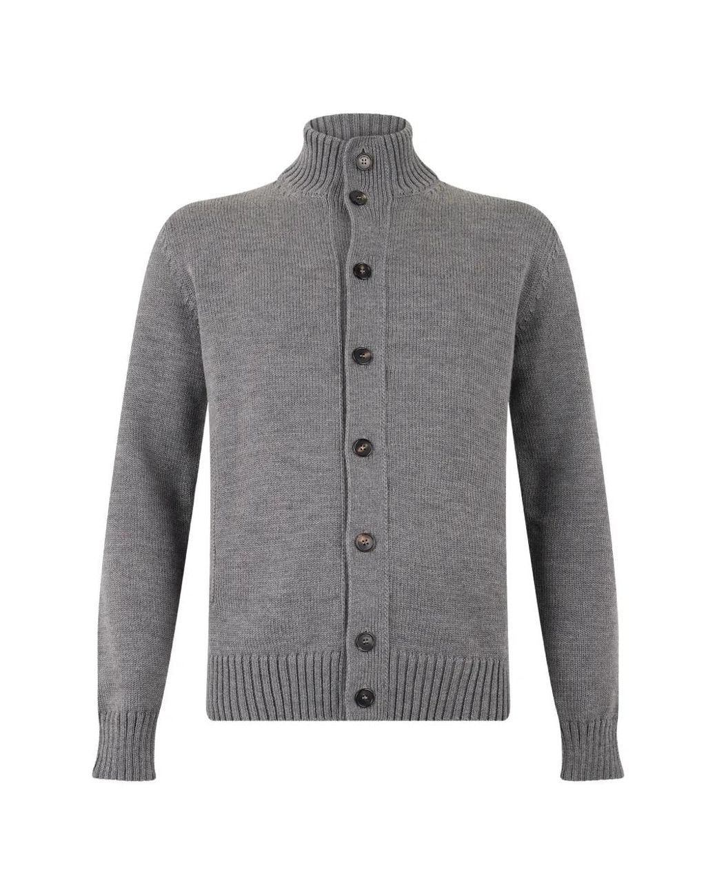 Slowear Gray Button-Up Ribbed Cardigan for men