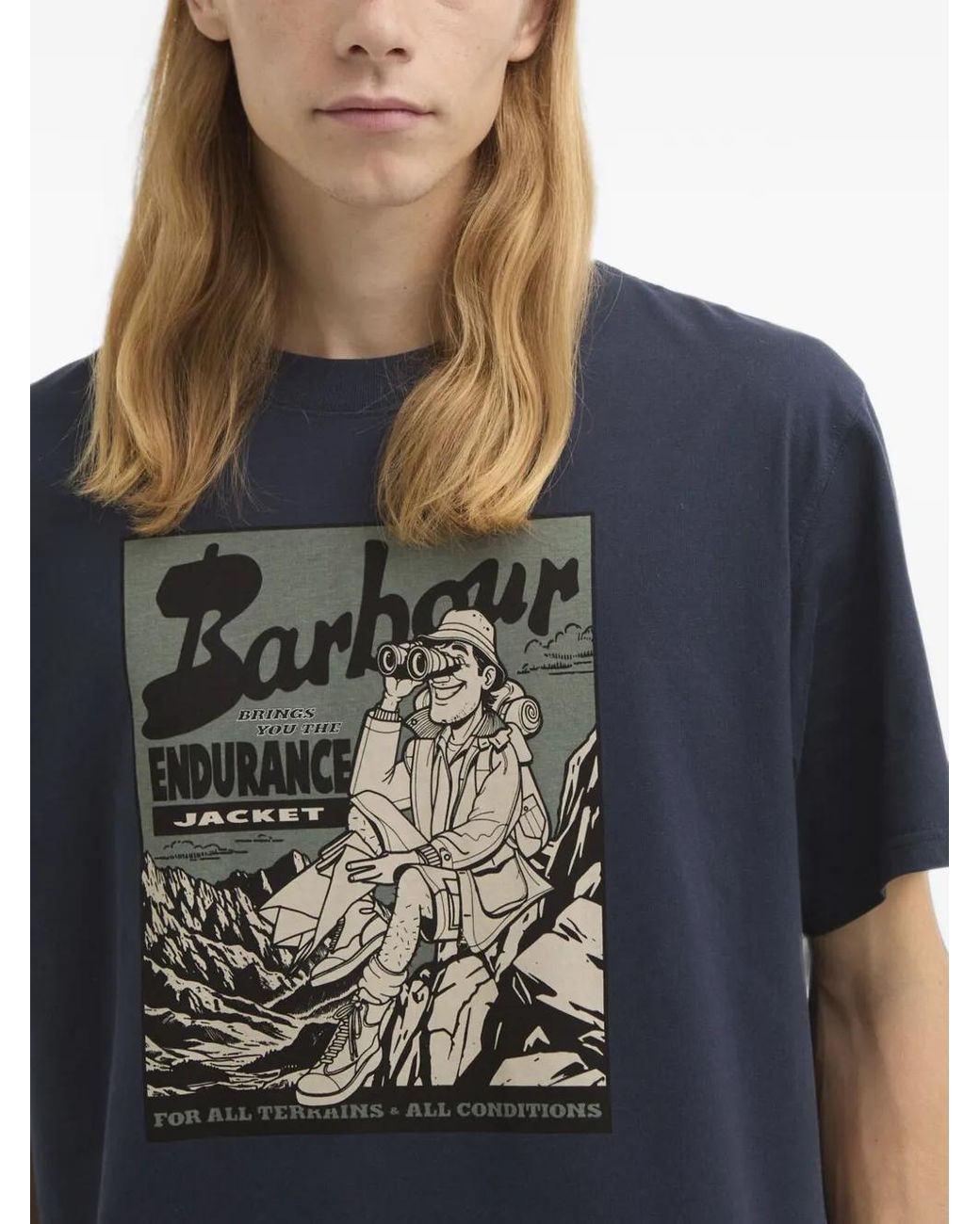 Barbour Blue Conditions Oversized Graphic T-Shirt for men