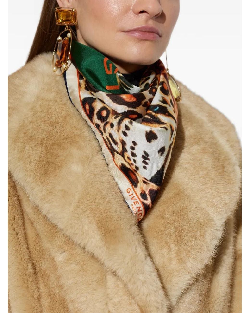 Givenchy Metallic Leopard-Print Silk Scarf