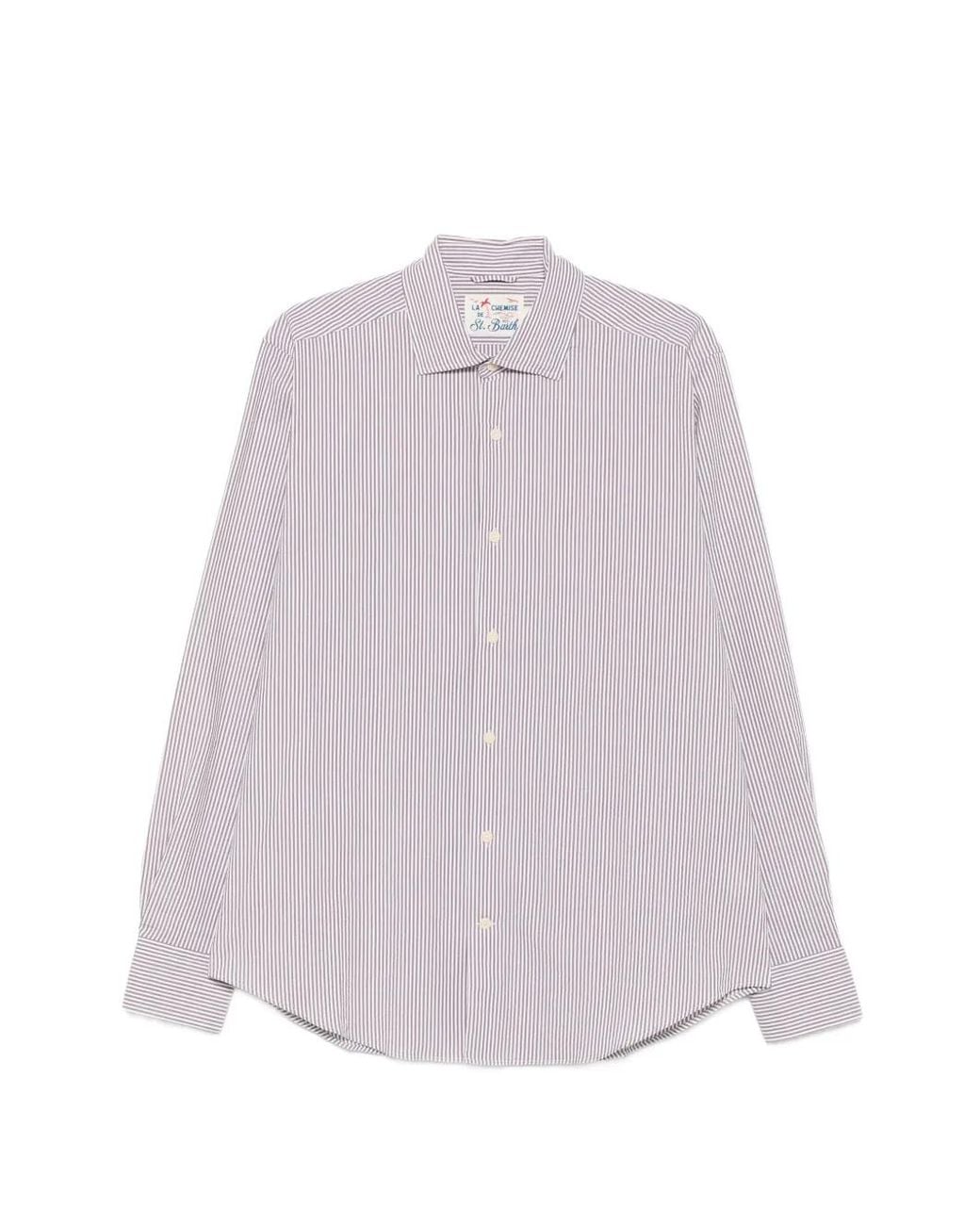Mc2 Saint Barth Purple Chemise Rayée À Manches Longues for men