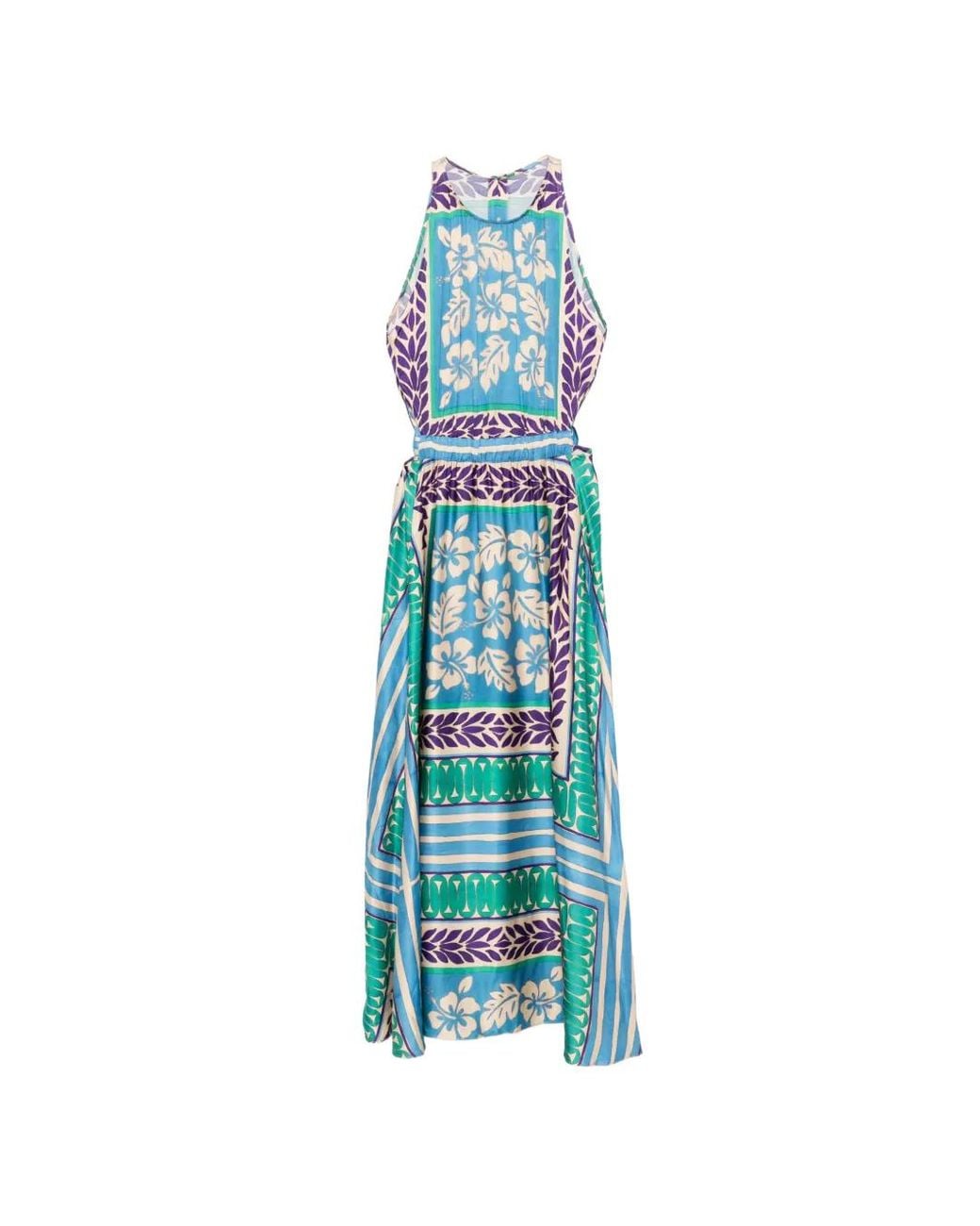 Sandro Blue Floral Print Maxi Dress